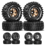 4pcs 95mm Metal 1.9" Deep Dish Beadlock Wheel Rim Tire Set for 1/10 RC Crawler Car MJX H12Y R260